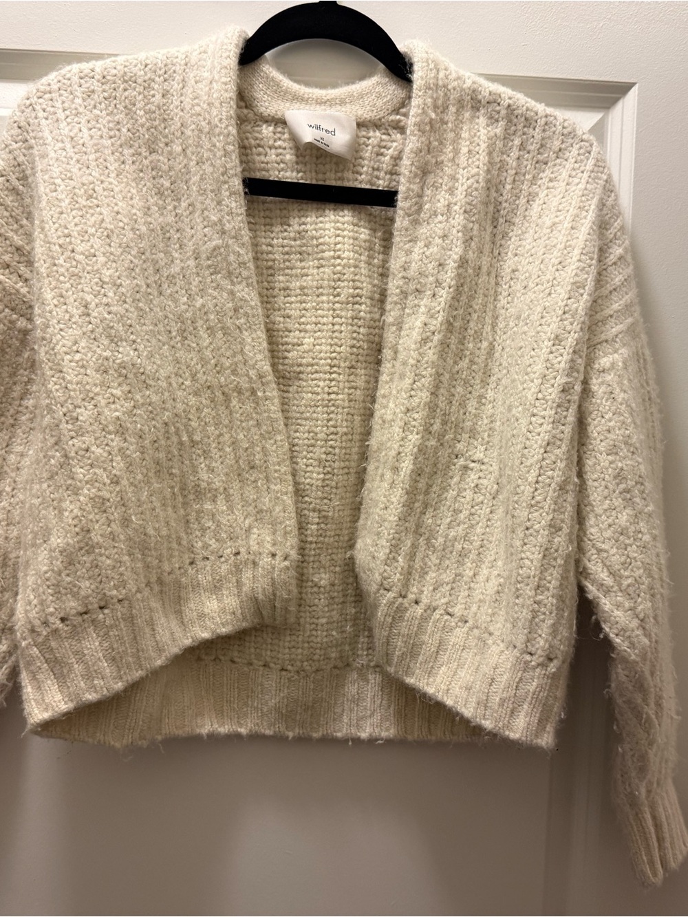 Wilfred Cream Open-Front Textured Knit Cardigan